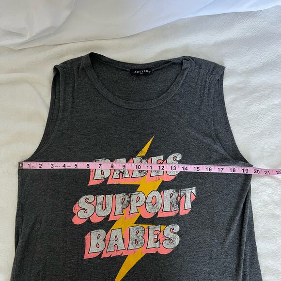 Zutter Gray Oversized Babes Support Babes Tank Top Size Small - Picture 6 of 6